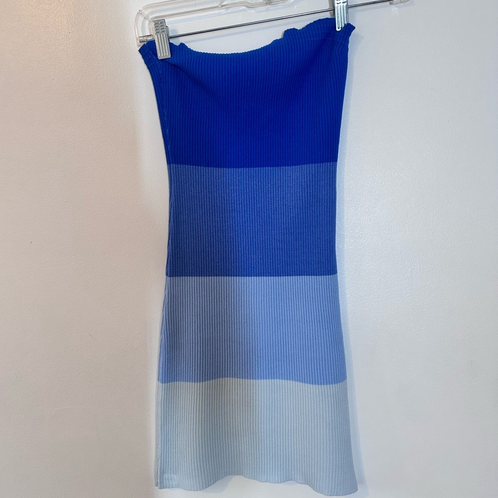 SHEIN Blue Ombre Strapless Ribbed Mini Dress - Picture 2 of 3